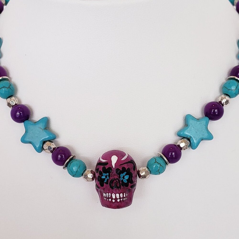 "IVAR" ~ DAY OF THE DEAD Sugar Skull Necklace by KATSPAW JEWELRY